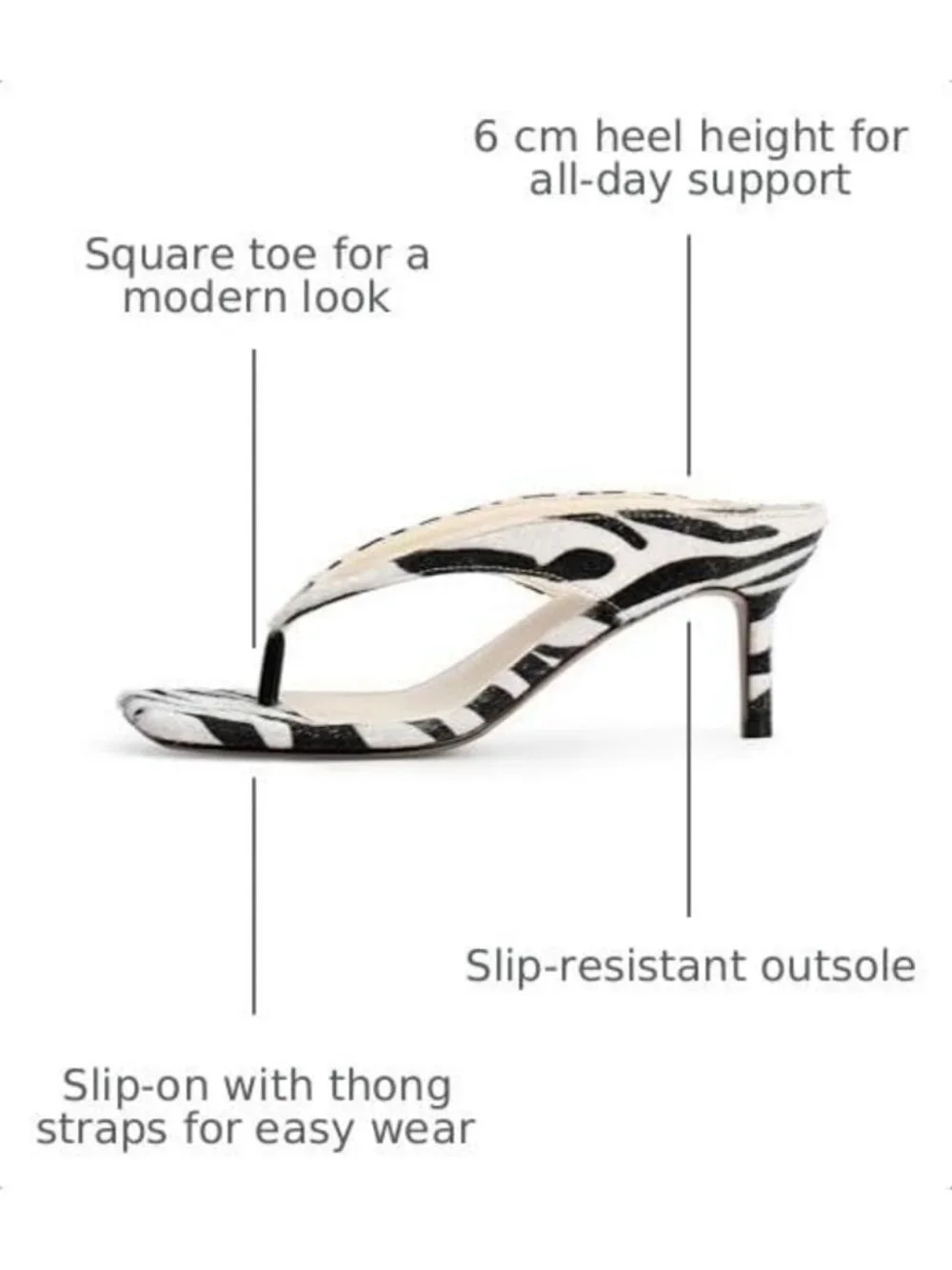 Stylish Thong Kitten Heels for Women - Square Toe Slip-On Low Heel Sandals